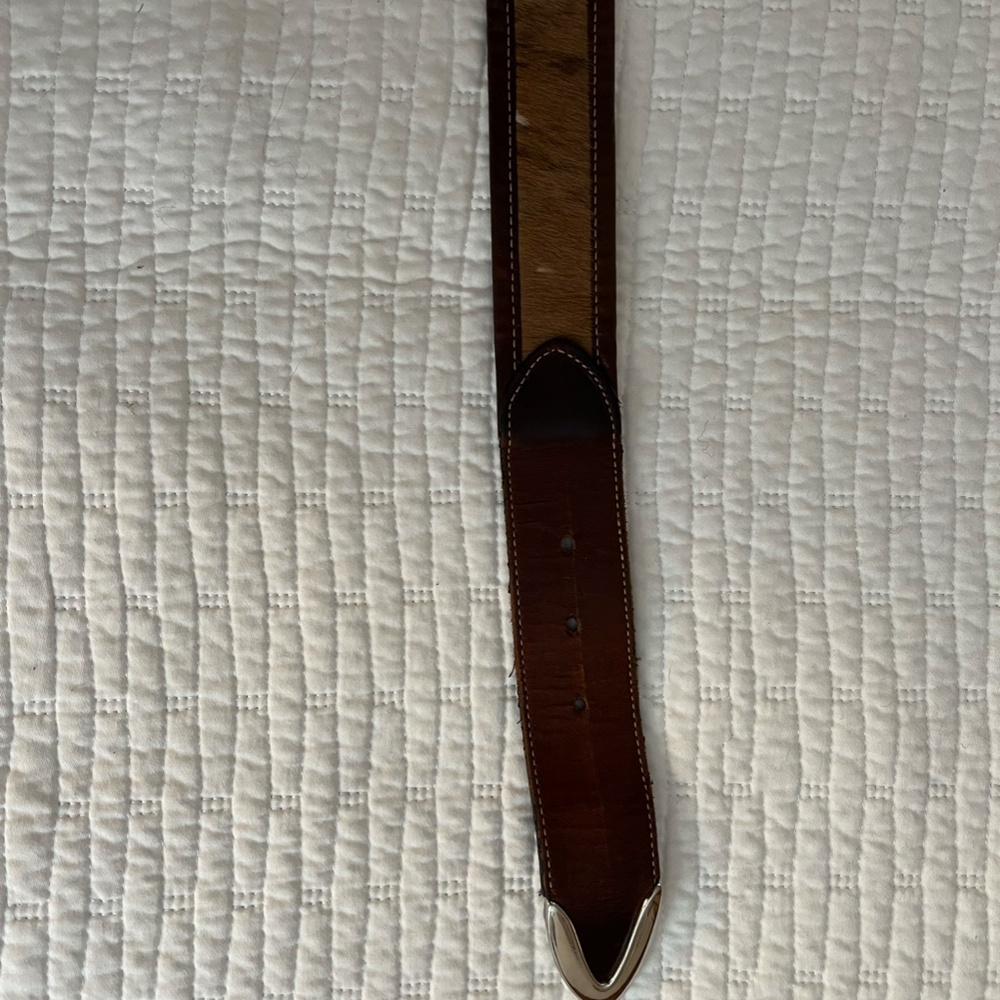 Joan & David Brown Leather Cowhide Belt w Silver Buckle Size Medium - Picture 4 of 5